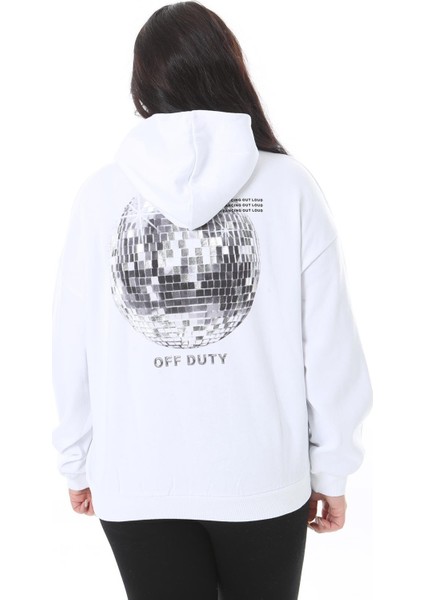 Kadın Büyük Beden Beyaz Iki Iplik Içi Şardonlu Arka Baskılı Sweatshirt 65N38624 indirimleri