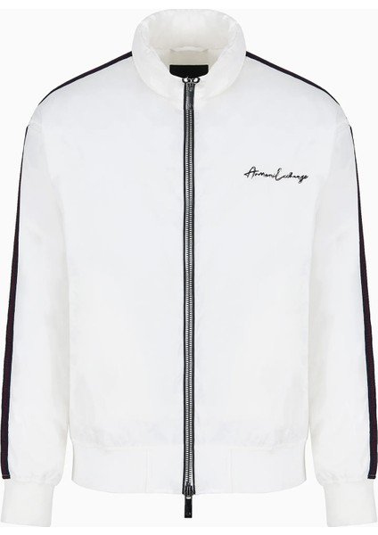 Erkek Kontrast Renkli Blok Yazılı Logolu Mont-Beyaz indirimleri