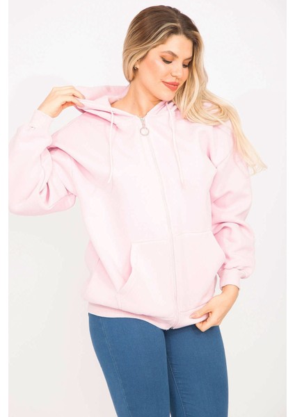 Kadın Pembe 3 Iplik Içi Şardonlu Sweatshirt 65N35310