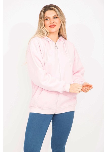 Kadın Pembe 3 Iplik Içi Şardonlu Sweatshirt 65N35310