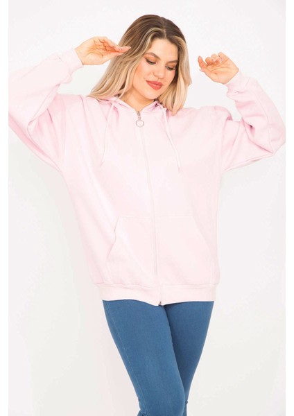 Kadın Pembe 3 Iplik Içi Şardonlu Sweatshirt 65N35310