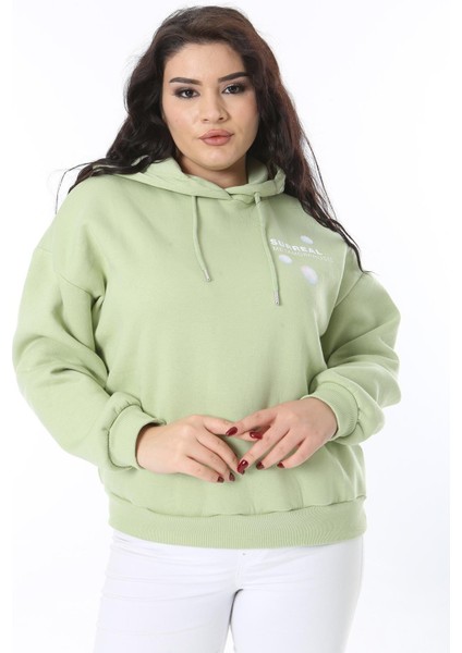 Kadın Büyük Beden Yeşil Polar Içi Şardonlu Sweatshirt 65N38613 fiyatları