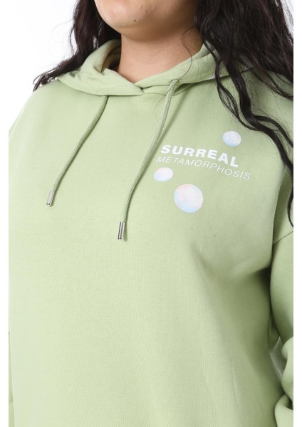 Kadın Büyük Beden Yeşil Polar Içi Şardonlu Sweatshirt 65N38613 fırsatları