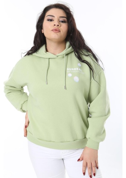 Kadın Büyük Beden Yeşil Polar Içi Şardonlu Sweatshirt 65N38613 modelleri