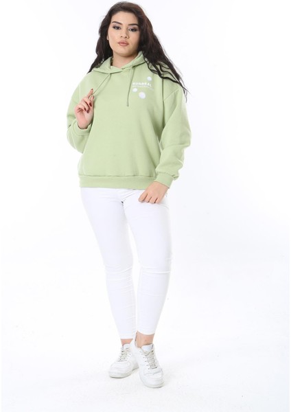 Kadın Büyük Beden Yeşil Polar Içi Şardonlu Sweatshirt 65N38613 indirimleri