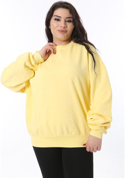 Kadın Büyük Beden Sarı Rahat Kesim Sweatshirt 65N38606 fiyatları