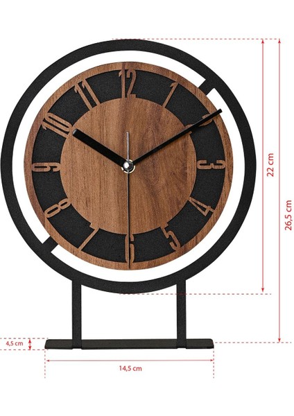 Şık 22x27 cm metal masa saati, analog zaman göstergesi, siyah renk fiyatları