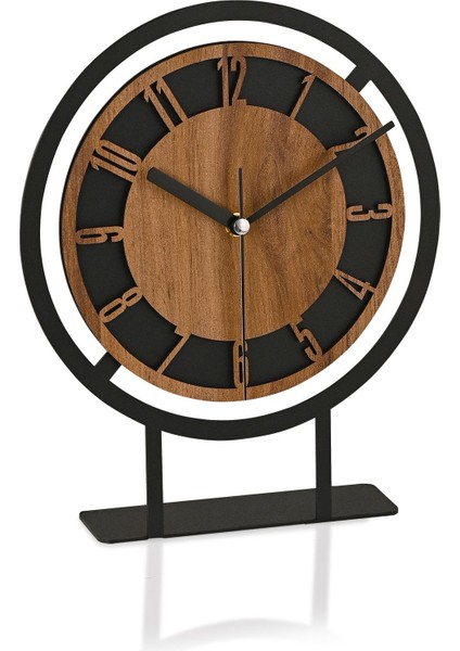 Şık 22x27 cm metal masa saati, analog zaman göstergesi, siyah renk modelleri