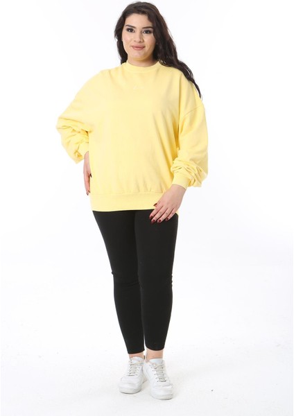 Kadın Büyük Beden Sarı Rahat Kesim Sweatshirt 65N38606 indirimleri