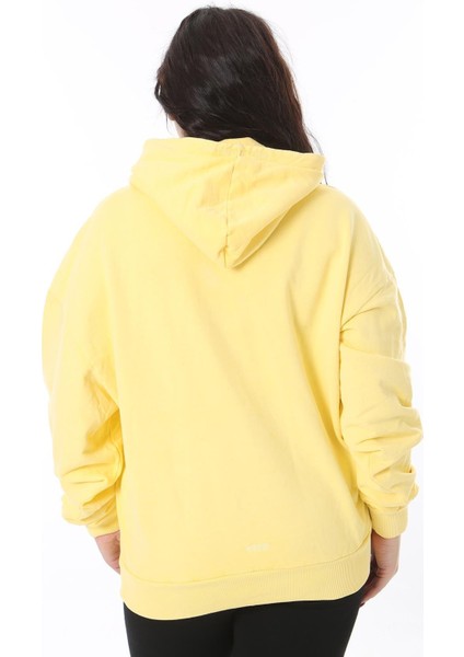 Kadın Büyük Beden Sarı 3 Iplik Içi Şardonlu Kanguru Cepli Kapşonlu Sweatshirt 65N38607 fiyatları