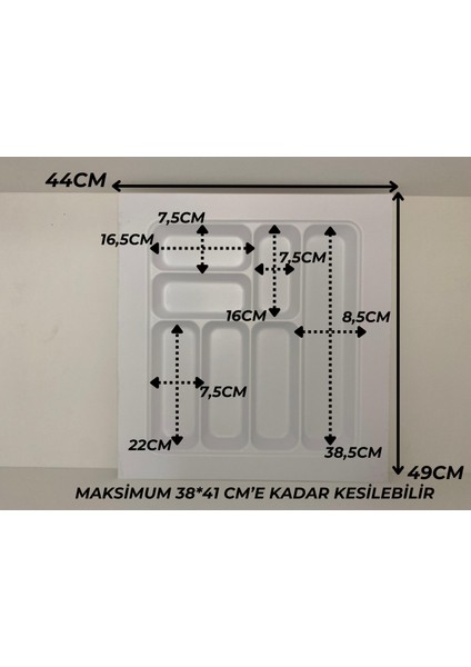 44X49 Cm. Beyaz Kaşıklık ve Kepçelik 2'li Set (40X41 Cm'e Kadar Kesilebilir) modelleri