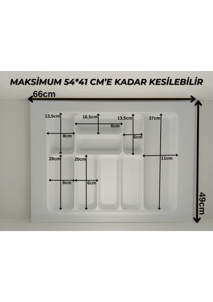 65X49 Cm. Beyaz Kaşıklık ve Kepçelik 2'li Set (59X41 Cm'e Kadar Kesilebilir)