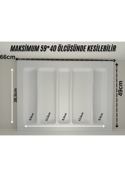 65X49 Cm. Beyaz Kaşıklık ve Kepçelik 2'li Set (59X41 Cm'e Kadar Kesilebilir)