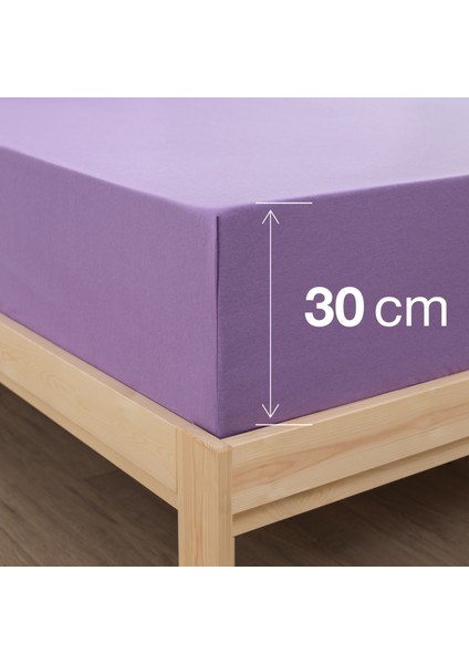 %100 Pamuklu Penye Tek Kişilik Lastikli Çarşaf 100 x 200 - Lila fiyatları