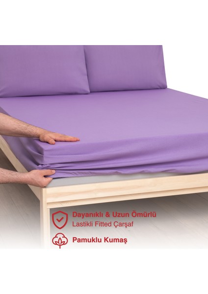 %100 Pamuklu Penye Tek Kişilik Lastikli Çarşaf 100 x 200 - Lila modelleri