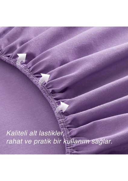 %100 Pamuklu Penye Tek Kişilik Lastikli Çarşaf 100 x 200 - Lila fırsatları