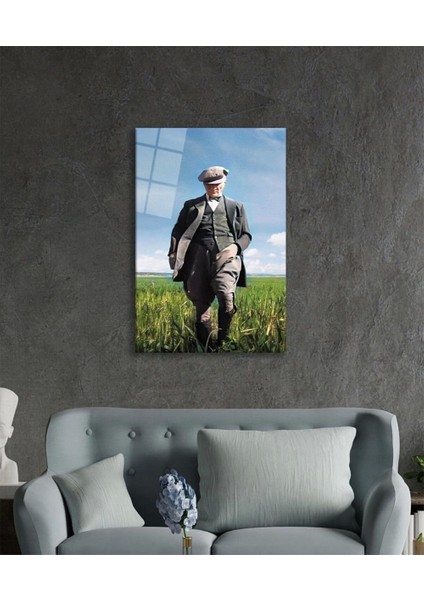 Atatürk Portresi Cam Tablo, Ev ve Ofis Duvar Dekoru, Büyük Temperli 4 mm Cam Tablo