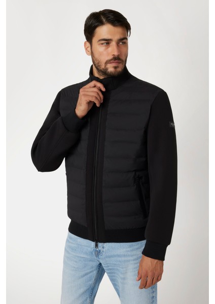 Erkek Stretch Scuba Şişme Mont - Siyah