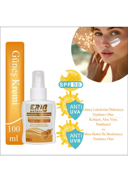 Erin Natural Güneş Kremi 50 Spf 100 ml