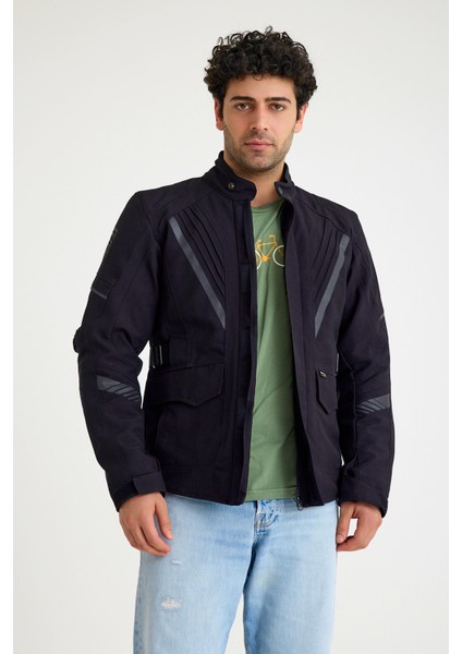 Alaska Cordura Siyah Kışlık Erkek Motosiklet Montu