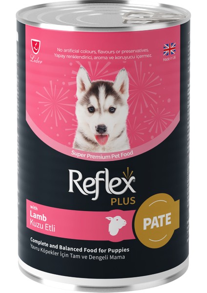 Plus Pate Kıyılmış Kuzu Etli Yavru Köpek Yaş Konserve Maması 395 gr x 12 Adet