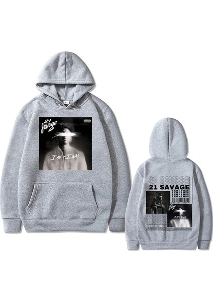 Rapçi 21 Savage Ben Ben Müzik Albümü Grafik Hoodie Vintage Boy Tişörtü 602
