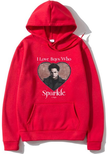 Film Alacakaranlık I Love Boys Kim Sparkle Robert Pattinson Baskılı Kapüşonlu EDWARD607