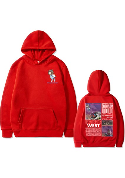 Rapçi Kanye West Mezuniyet Grafik Baskılı Kapüşonlu Moda Vintage KA720