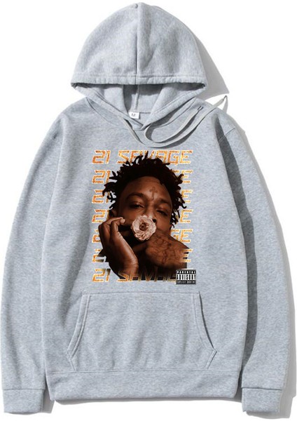 Rapçi 21 Savage Grafik Hoodie Vintage Kapşonlu Sweatshirt Moda Rap Boy HO760
