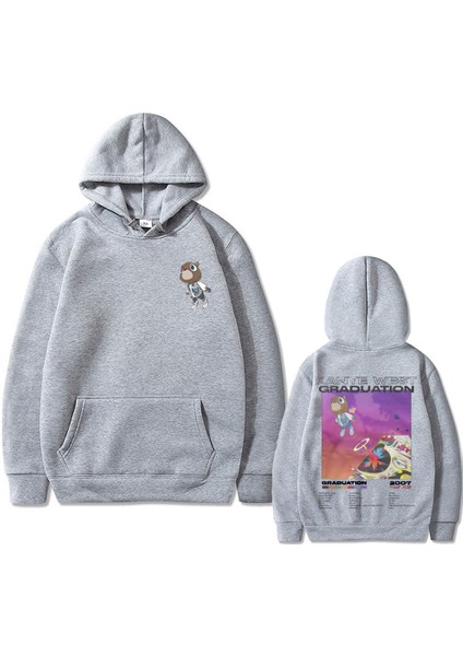 Rapçi Kanye West Mezuniyet Grafik Hoodie Kapüşonlu 802