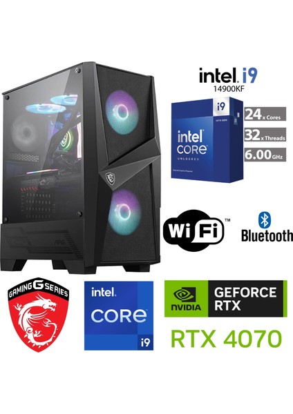 Ddr5 Gaming Pc – Rtx 4070 12 GB – Intel I9 14900KF – 32GB Ddr5 6000 Mhz Ram – 1 Tb M.2 SSD – Sıvı Sogutma – Windows 11 Pro