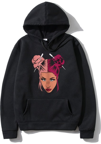 Nicki Minaj Çin Çörekler Sanat Grafik Baskılı Kapüşonlu VINTAGE748