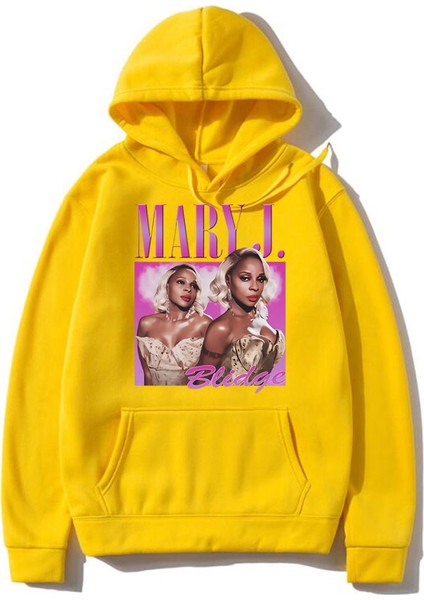 Rapçi Mary J Blige Grafik Baskılı Kapüşonluge Boy KA745
