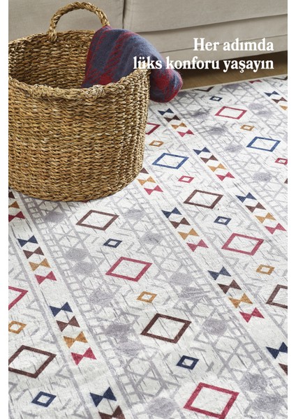 Dijital Baskı Yıkanabilir Kaymaz Taban Kilim Desenli Gri Salon Halısı Mutfak Halısı Yolluk