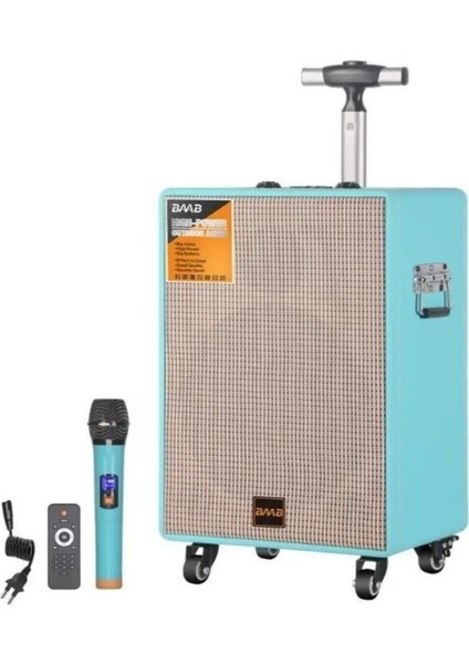 V8 Mikrofonlu Kumandalı Taşınabilir Tekerlekli Bluetooth Hoparlör