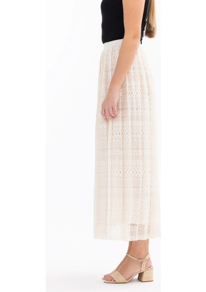 Kadın Pliseli Dantel Etek-Krem indirimleri