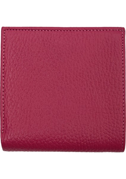 Fuşya Bozuk Para Gözlü Deri Mini Unisex Cüzdan Kartlık Hediyeli