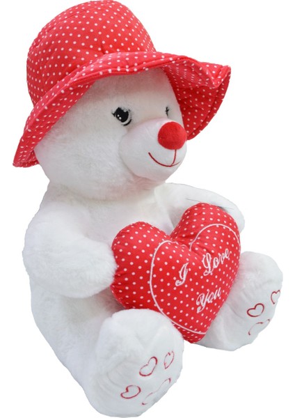 Peluş Şapkalı ve Kalpli Ayı 40 cm 62588