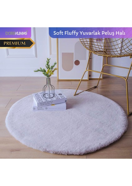 Soft Fluffy Tavşan Tüyü Yuvarlak Peluş Halı Premium Kalite Süet Taban