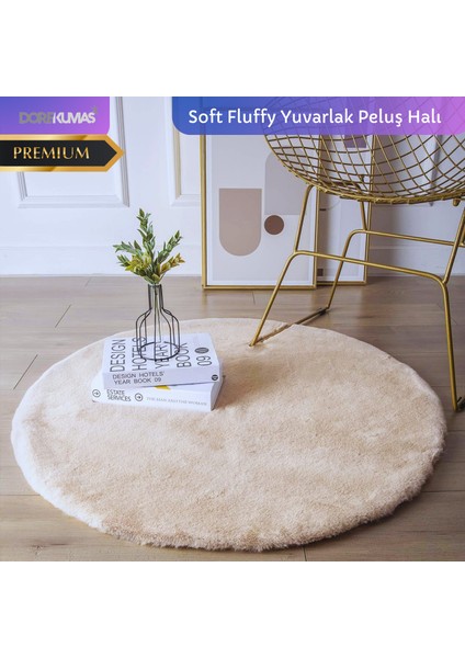 Soft Fluffy Tavşan Tüyü Yuvarlak Peluş Halı Premium Kalite Süet Taban