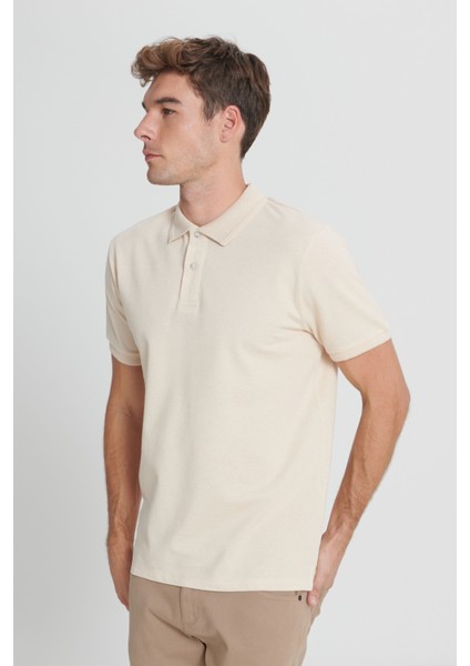 Slim Fit Dar Kesim %100 Pamuk Polo Yaka Tişört