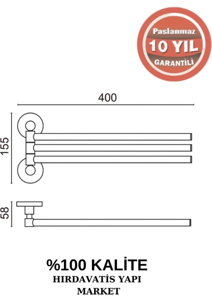 Paslanmaz Pirinç Flora Üçlü Döner Havluluk fiyatları