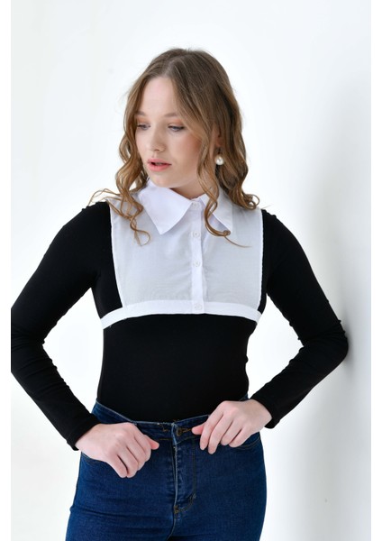 Mırach Curve Büyük Beden Gömlek Yakası Içlik Gömlek Yarım Içe Giyilen Pamuklu Kazak Içi Yaka Rahat Tasarım