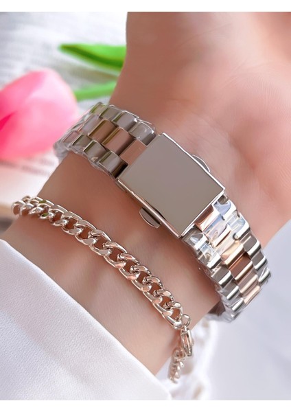 Çelik Kordon Takvimli Kadran 30 mt Suya Dayanıklı Kadın Kol Saati+Bileklik BGF.1.13016.4 modelleri