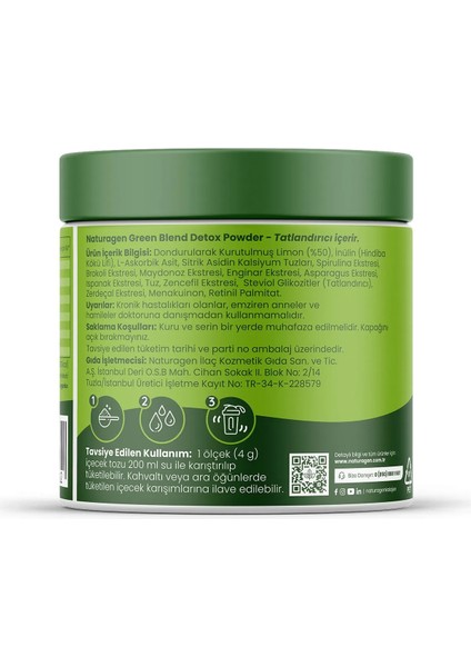 Detoks Powder Vegan Yeşil Sebze Detoks Tozu 120 Gr