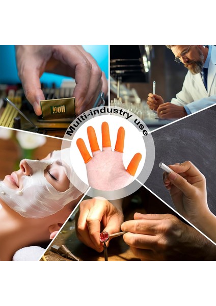 50 Adet Anti-Statik Lateks Parmak Ucu Eldiven | Turuncu ve Beyaz | Kalıcı Makyaj Microblading Dövme ve Güzellik