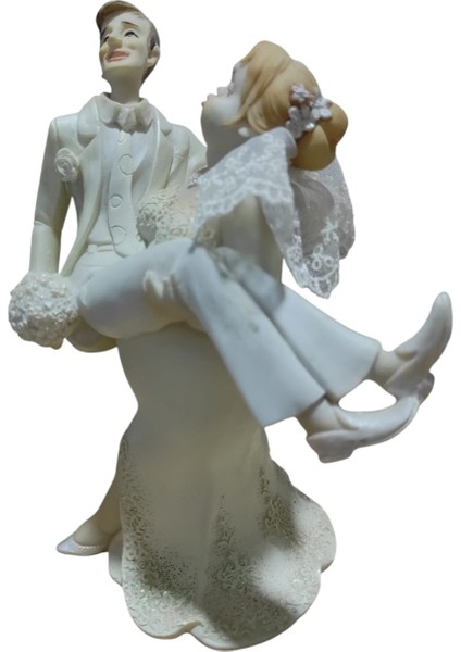 Polyester Gelin Damat Biblo Kucakta Beyaz 18,5cm fiyatları