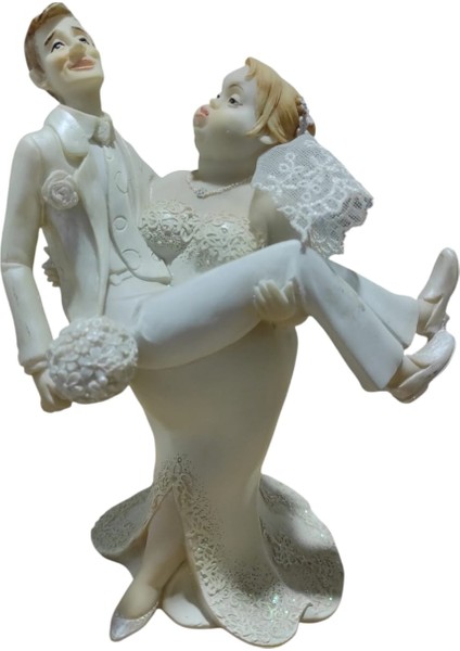 Polyester Gelin Damat Biblo Kucakta Beyaz 18,5cm modelleri
