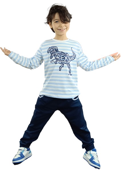 T-Rex Baskılı T-Shirt + Indigo Pantolon Takım modelleri