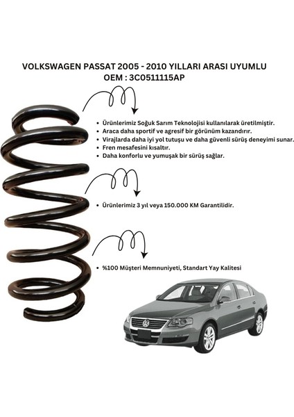 2 Adet Standart Yay ST134101R - Volkswagen Passat (2005-2010) Arka Helezon Yay Takımı